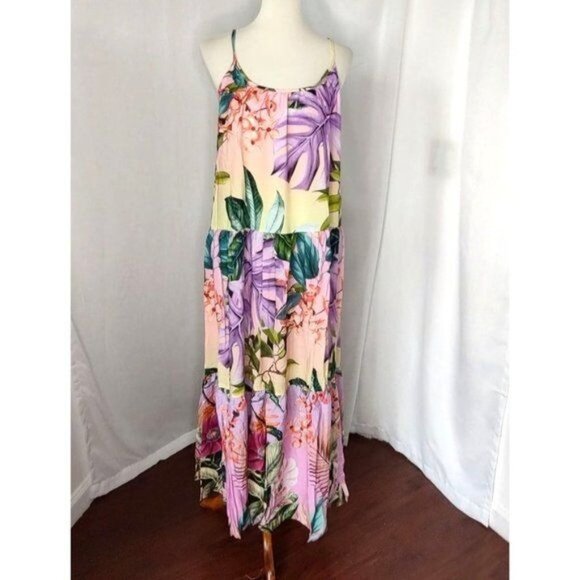 PQ SWIM Maxi Dress Aaron Floral Lavender Oasis Resortwear NEW - Picture 3 of 10